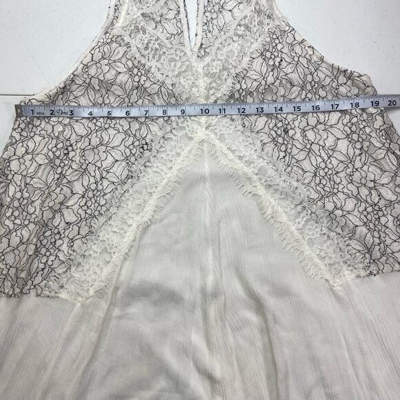 One The Land Halter Dress‎ Women's Large White Black Lace Gauzy Tiered Keyhole - Picture 10 of 14